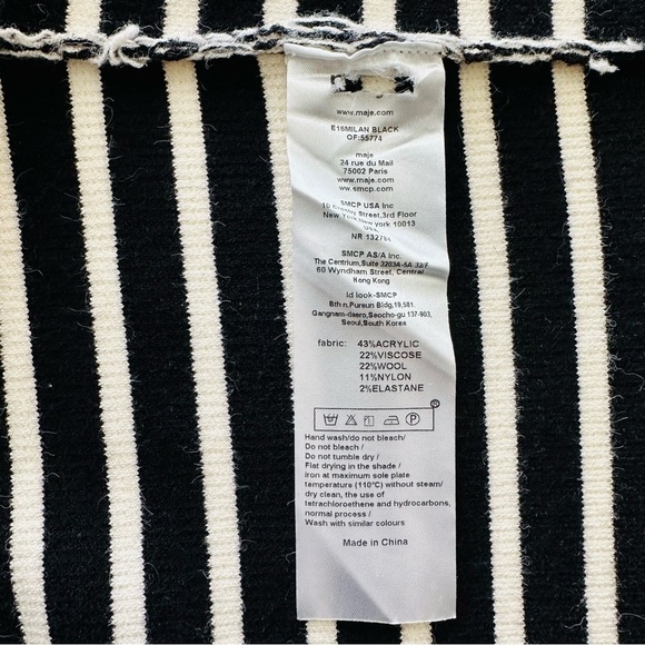 Maje Milan Striped Oversized Knitted Long Sweater Cardigan Coat in Black size XL - Picture 9 of 11